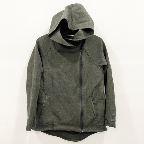 Nike Tech Fleece Cape Jacket Olive Green Hooded Sportswear Asymmetrical Zip M - Picture 1 of 15